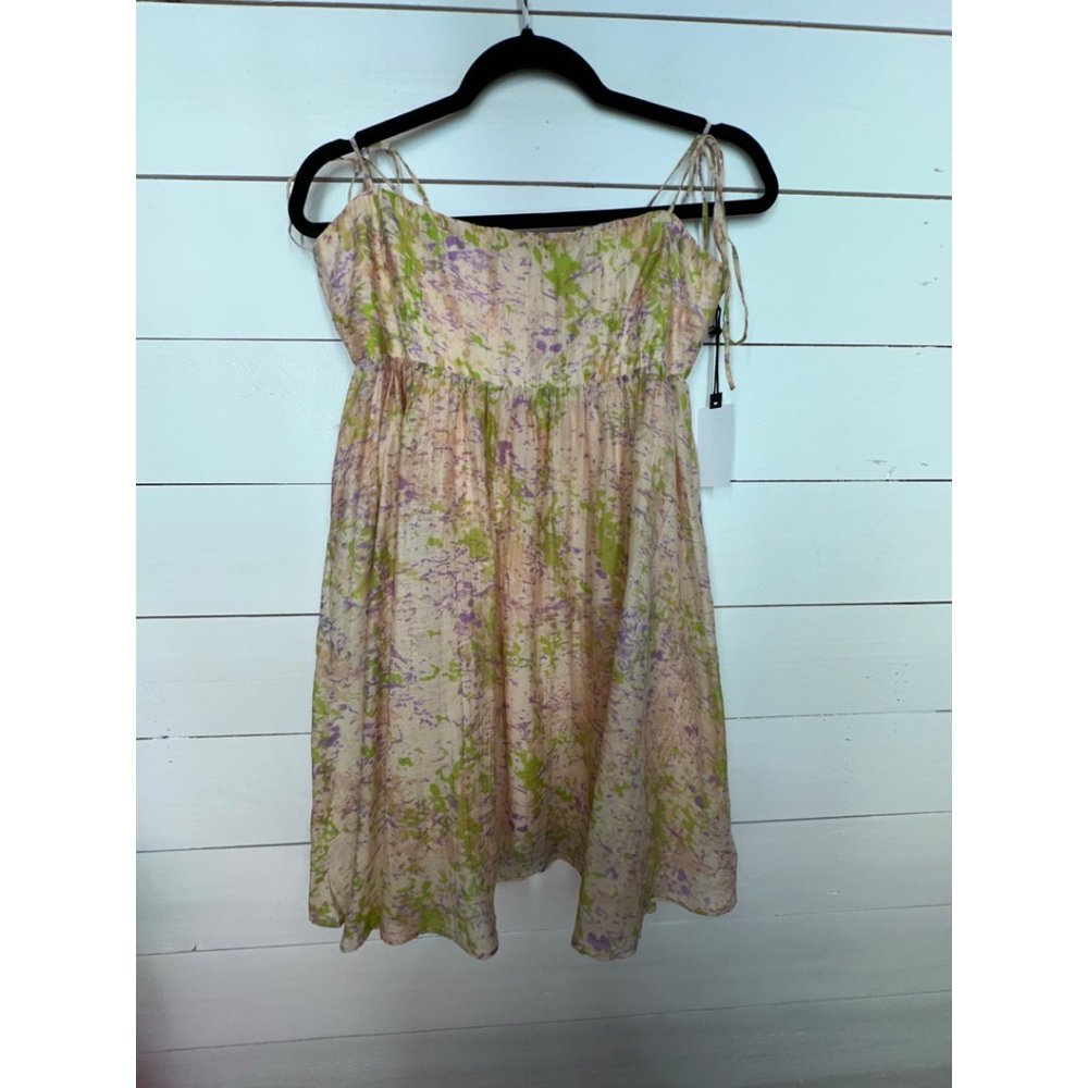 Astr Floral Tie-Shoulder Mini Dress in Pink and Green - Picture 5 of 14